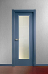 Puerta lisa vidriera lacada en gris azulado
